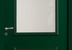 Porte d'entrée verte en acier