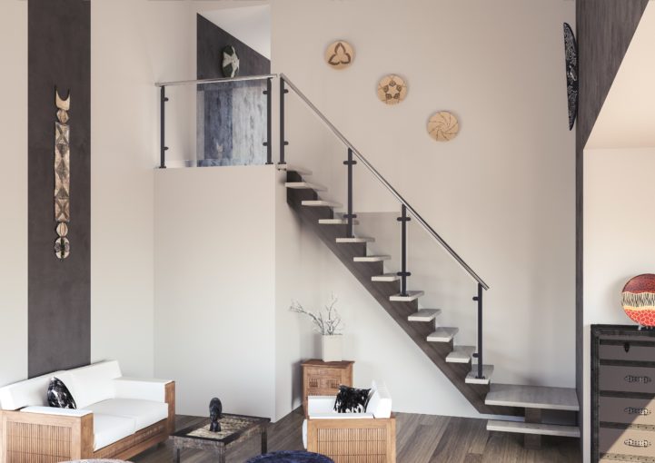 Escalier quart tournant à Limon central