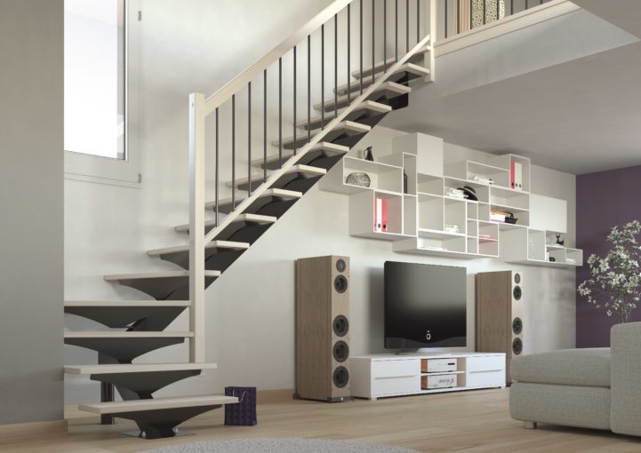 Escalier quart tournant à Limon central