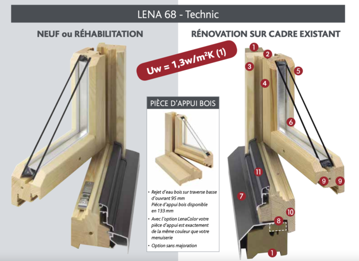 Fenetre Bois LENA 68